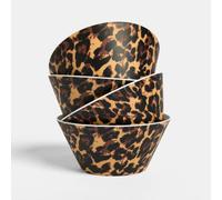 OHS Reusable Plastic Bowl Sets 4 Piece Unbreakable Cereal Bowl Dishwasher Safe Kitchen Bowls for Serving Cereal Soup Oatmeal Fruits Lightweight Camping Picnic Bowls, Leopard Print