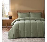 Ohs Reversible 10.5 Tog Coverless Washable Duvet With Pillowcases - Woodland/forest Green