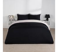 Ohs Reversible Duvet Cover Pillowcase Bedding Set, Black Cream- King