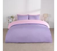 Ohs Reversible Duvet Cover Pillowcase Bedding Set, Lilac Pink- Double