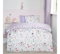 OHS Reversible Duvet Cover Set Ballerina Quilt Pillowcases Bedding in White | Size: Single OHS White Single
