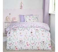 OHS Reversible Duvet Cover Set Ballerina Quilt Pillowcases Bedding, White - Single