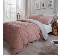 Ohs Reversible Teddy Duvet Cover With Pillowcase, Blush Grey - Single