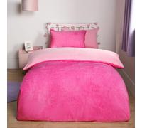 OHS Reversible Teddy Duvet Cover with Pillowcase in Bright Pink | Size: Single OHS Bright Pink Single