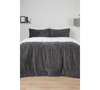 OHS Reversible Teddy Duvet Cover with Pillowcase in Grey | Size: Double OHS Grey Double
