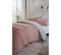 OHS Reversible Teddy Duvet Cover with Pillowcase in Light Pink | Size: Single OHS Light Pink Single