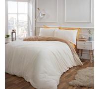 Ohs Reversible Teddy Duvet Cover With Pillowcase, Latte Cream - King