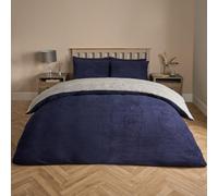 Ohs Reversible Teddy Duvet Cover With Pillowcase, Navy Grey - King