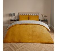 OHS Reversible Teddy Duvet Cover With Pillowcase, Ochre/grey - King