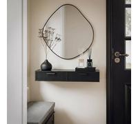 Ohs Ribbed 2-Drawer Floating Shelves Wall Mounted Storage Shelf - Black