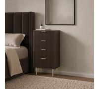 Ohs Ribbed 4-Drawer Unit Engineered Wood Cabinet Storage - Coffee