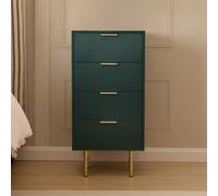 OHS Ribbed 4-Drawer Unit Engineered Wood Cabinet Storage in Dark Green OHS Dark Green
