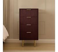 OHS Ribbed 4-Drawer Unit Engineered Wood Cabinet Storage in Dark Red OHS Dark Red