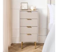 OHS Ribbed 4-Drawer Unit Engineered Wood Cabinet Storage in Natural OHS Natural
