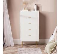 OHS Ribbed 5-Drawer Unit Engineered Wood Cabinet Storage in Cream OHS Cream