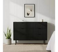 Ohs Ribbed 6 Drawer Cabinet Chest Of Drawers Sideboard - Black