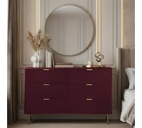 Ohs Ribbed 6 Drawer Cabinet Chest Of Drawers Sideboard - Dark Berry