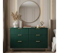 OHS Ribbed 6 Drawer Cabinet Chest of Drawers Sideboard in Dark Green OHS Dark Green