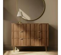 OHS Ribbed 6 Drawer Cabinet Chest of Drawers Sideboard in Walnut OHS Walnut