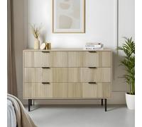 Ohs Ribbed 6 Drawer Cabinet Chest Of Drawers Sideboard - Light Wood