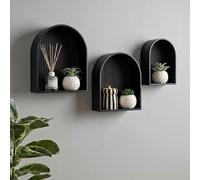 Ohs Ribbed Arched Floating Shelves Wall Mounted Display Shelf - Black