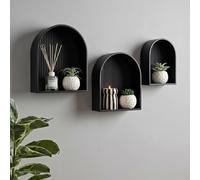 OHS Ribbed Arched Floating Shelves Wall Mounted Display Shelf in Black | Size: 3 Pack OHS Black 3 Pack