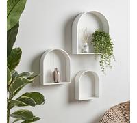 OHS Ribbed Arched Floating Shelves Wall Mounted Display Shelf in White | Size: 3 Pack OHS White 3 Pack