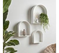 Ohs Ribbed Arched Floating Shelves Wall Mounted Display Shelf - White
