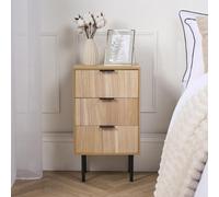 OHS Ribbed Bedside Table Modern Bedroom 3 Draw Office Nightstand in Light Oak OHS Light Oak