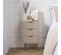 Ohs Ribbed Bedside Table Modern Bedroom 3 Draw Office Nightstand, Natural