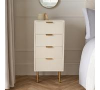 OHS Ribbed Bedside Table Modern Bedroom 4 Draw Office Nightstand in Cream OHS Cream