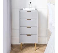 OHS Ribbed Bedside Table Modern Bedroom 4 Draw Office Nightstand in Light Grey OHS Light Grey