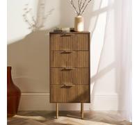 OHS Ribbed Bedside Table Modern Bedroom 4 Draw Office Nightstand in Walnut OHS Walnut