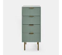OHS Ribbed Bedside Table Modern Bedroom 4 Draw Office Nightstand, Sage