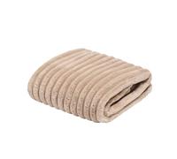 OHS Ribbed Blanket Faux Fur Throw, Soft Cosy Warm Winter Thick Fleece Blanket for Bed Sofa Settee Home Decorative Throw Blanket Lightweight Comfy Single Bed Throw, Mink - 125 x 150cm