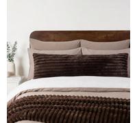 OHS Ribbed Bolster Pillow Fluffy Faux Fur Soft Long Pillows for Bed, Coffee | Full Body Support Long Pillow Comfy Cosy Pregnancy Pillow for Maternity Support & Side Sleeping Daily Use Cuddle Cushion