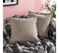 OHS Ribbed Corduroy Cushion Covers 45 x 45cm Grey, Oxford Edge Decorative Throw Pillow Covers with Invisible Zipper for Sofa Living Room Bedroom Square Pillowcases 2 Pack