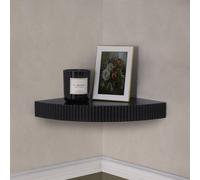 OHS Ribbed Corner Shelf Wall Mounted Storage Space Saving Modern, Black