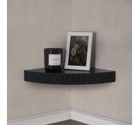 OHS Ribbed Corner Shelf Wall Mounted Storage Space Saving Modern in Black OHS Black
