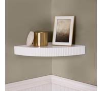 OHS Ribbed Corner Shelf Wall Mounted Storage Space Saving Modern in Cream OHS Cream