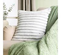 OHS Ribbed Cushion Covers 45cm x 45cm, Soft Plush Two Tone Design Decorative Square Throw Pillow Covers Pack of 2 with Invisible Zipper for Sofa Living Room Bedroom, Grey/White