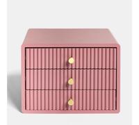 Ohs Ribbed Desktop Drawers Organiser Cabinet Storage, Deep Blush