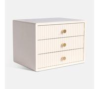 OHS Ribbed Desktop Drawers Organiser Cabinet Storage in Cream | Size: Small OHS Cream S