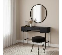 Ohs Ribbed Dressing Table Vanity Makeup Desk With 3 Drawers
