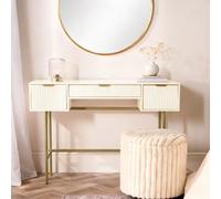 Ohs Ribbed Dressing Table Vanity Makeup Desk With 3 Drawers