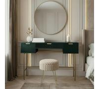 Ohs Ribbed Dressing Table Vanity Makeup Desk With 3 Drawers - Dark Forest Green