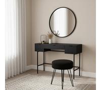 OHS Ribbed Dressing Table Vanity Makeup Desk with 3 Drawers in Black OHS Black