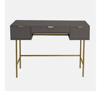 OHS Ribbed Dressing Table Vanity Makeup Desk with 3 Drawers in Charcoal OHS Charcoal