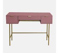 OHS Ribbed Dressing Table Vanity Makeup Desk with 3 Drawers in Dusty Pink OHS Dusty Pink