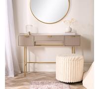 Ohs Ribbed Dressing Table Vanity Makeup Desk With 3 Drawers, Natural